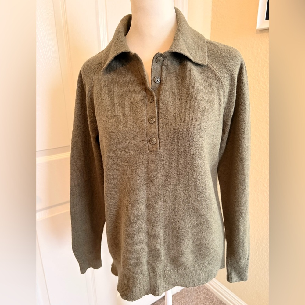 Treasure & Bond Olive Green Polo Sweater